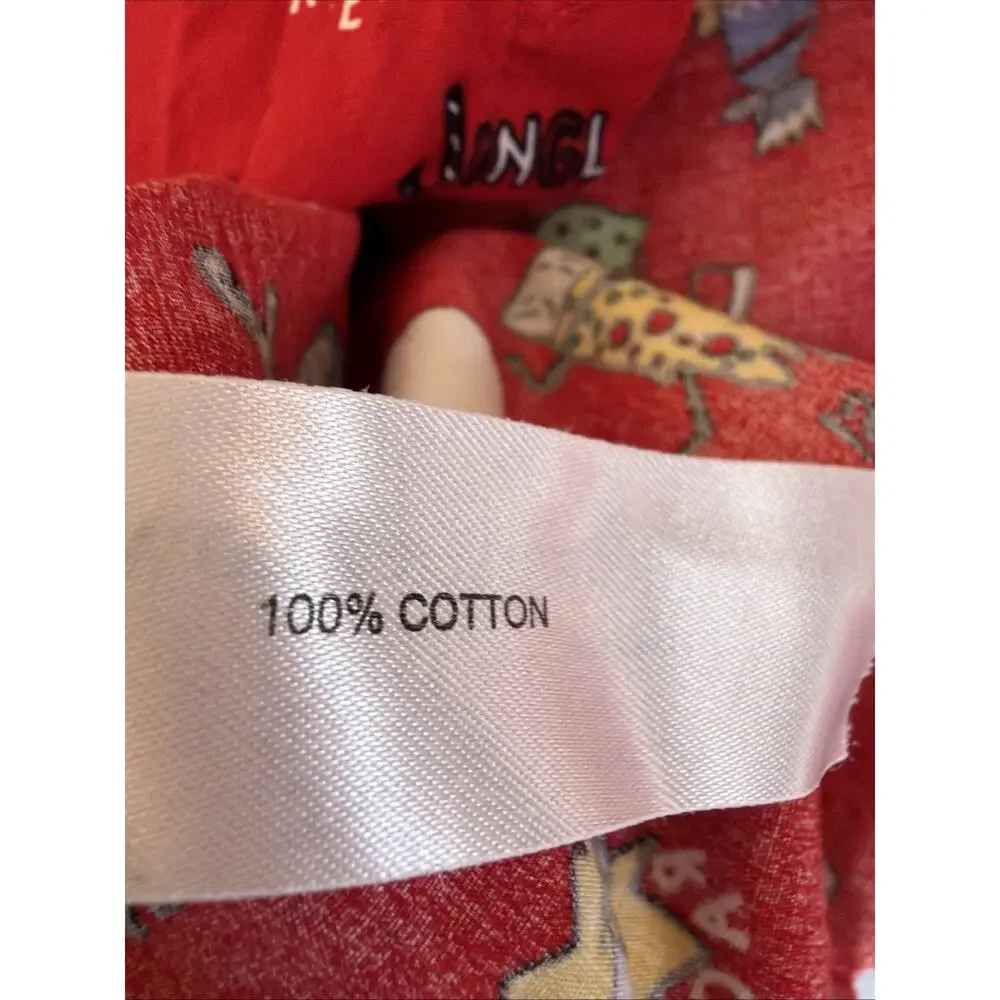 Denim & Flower boys Christmas Shirt large Red Holiday Print Button Up Cotton